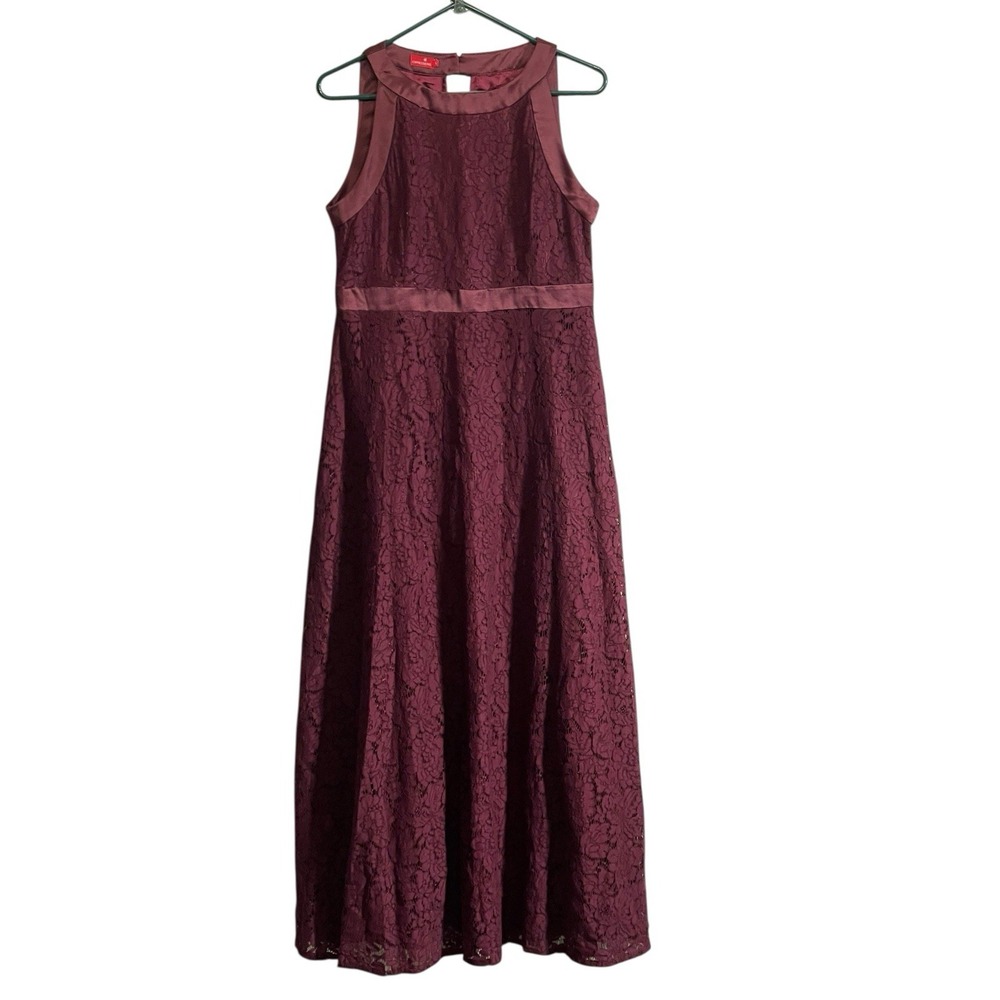 Y2K Lace Dress Large Mesh Maxi Dress Burgundy Formal Elegant Evening